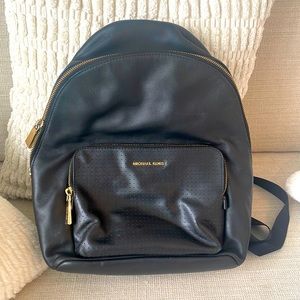 Michael Kors black leather backpack